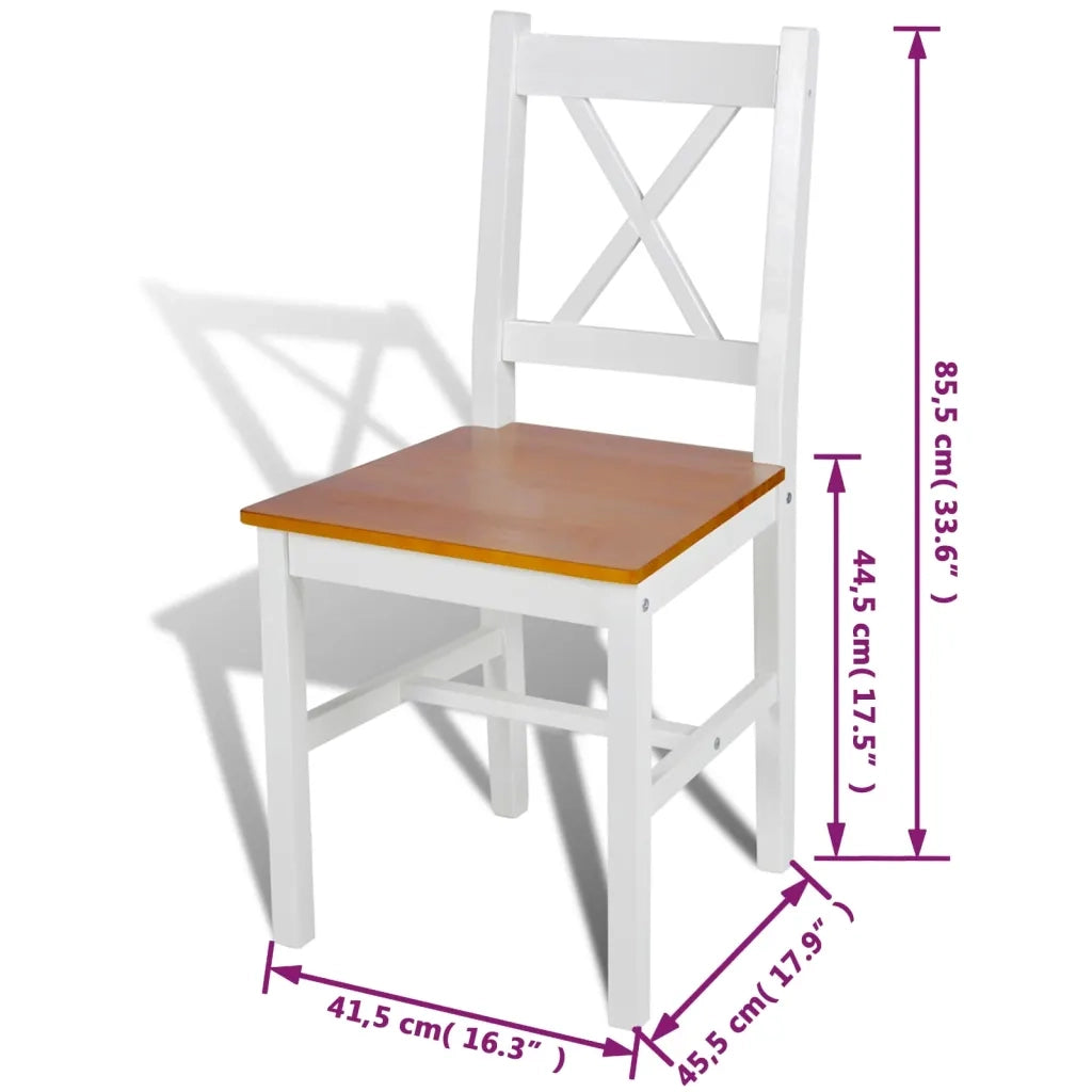 Sedie da Pranzo 4 pz Bianche in Legno di Pino 241513