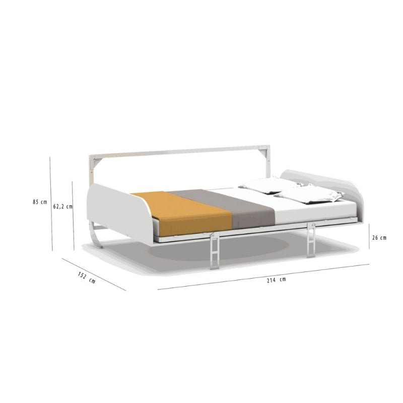 Letto matrimoniale a scomparsa Simple con apertura orizzontale bianco