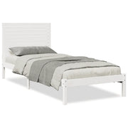 Letto singolo | Letto per adulti | Giroletto Extra Lungo senza Materasso Bianco 90x210 cm Massello