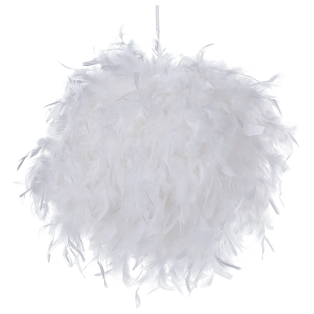 Lampada a Sospensione Piume Bianche Forma Rotonda Glam Moderna