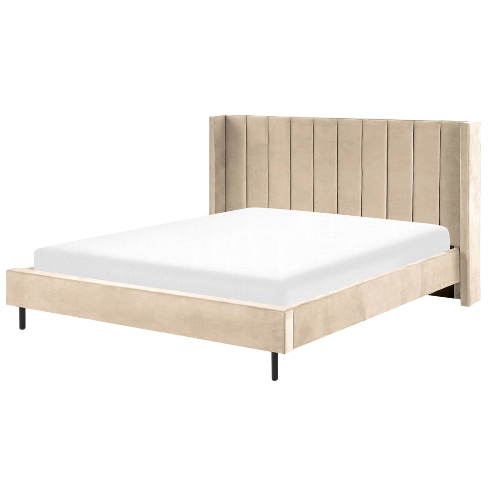 Letto matrimoniale con doghe 180 x 200 cm velluto di colore beige stile glam moderno