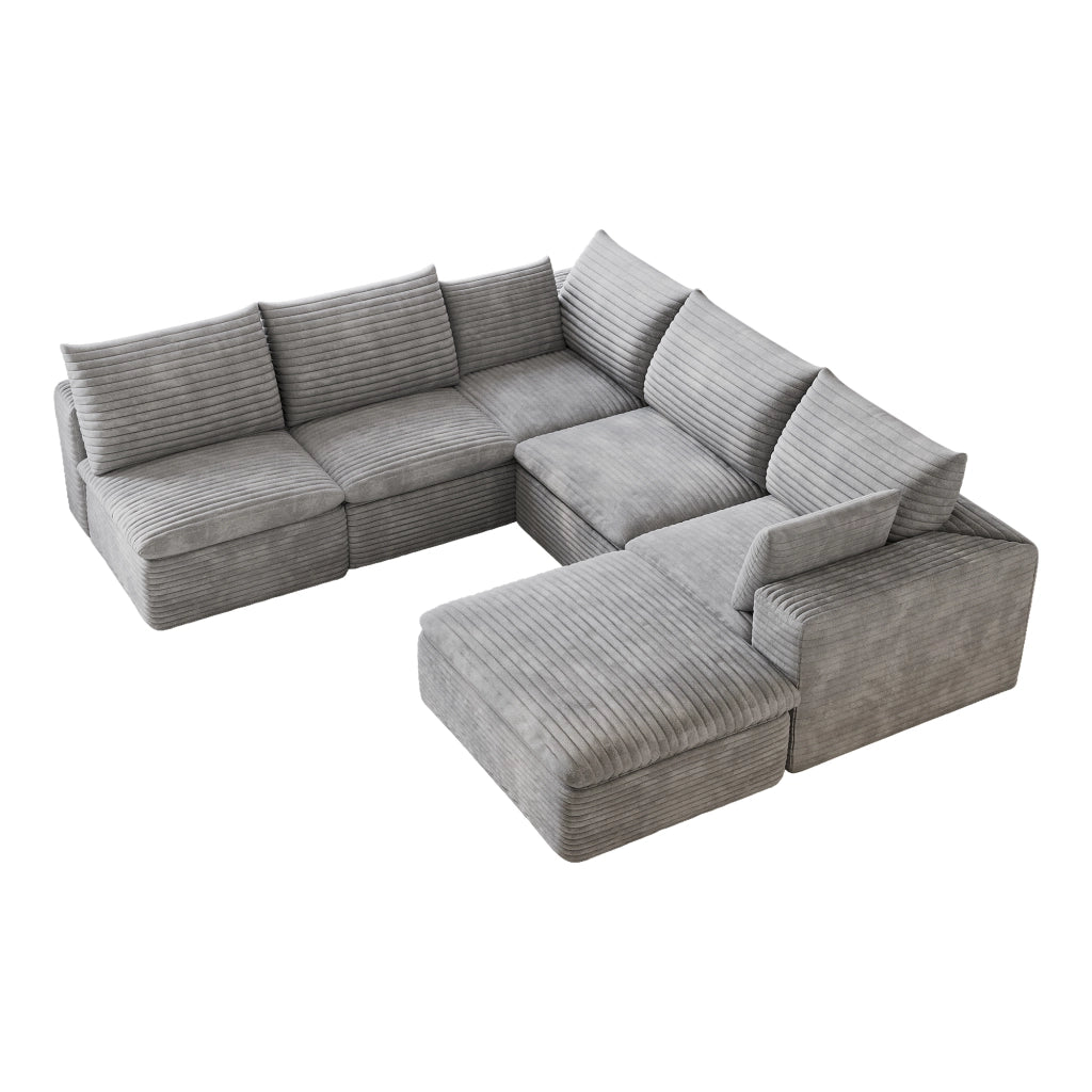 Divano Cloud 3 Posti in Velluto a Coste ¨C MINIMAL ¨C Grigio Scuro, Imbottito, Sfoderabile