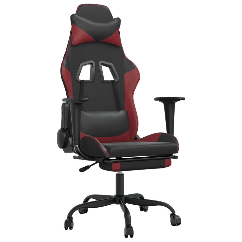 Sedia da Gaming con Poggiapiedi Nero e Rosso Vino in Similpelle cod mxl 62062