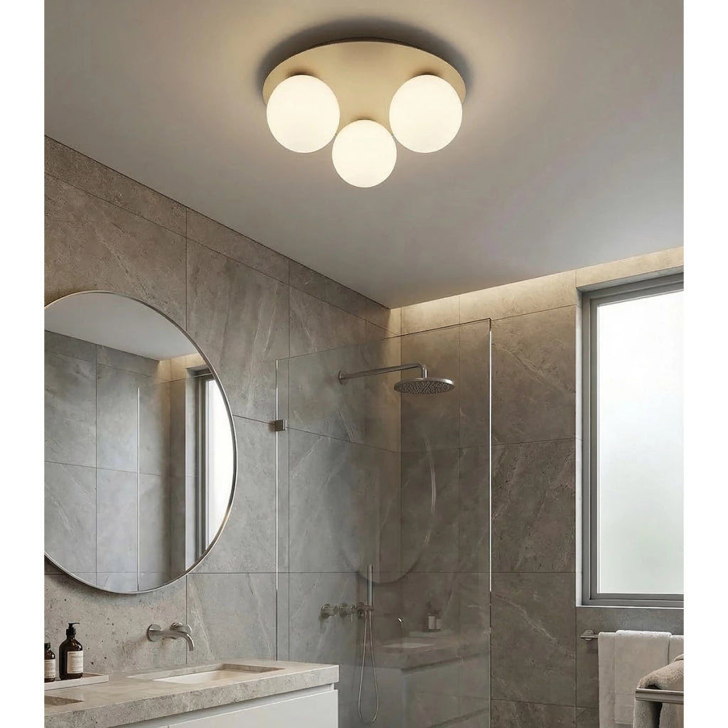 Lampada da soffitto SOLAR in acciaio mokka e vetro opale