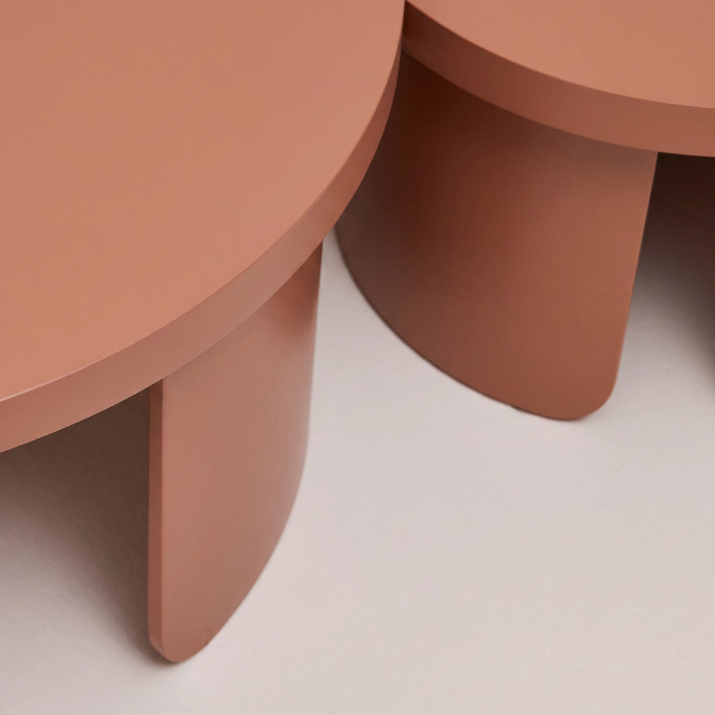 Set di 2 tavolini rotondi impilabili, terracotta
