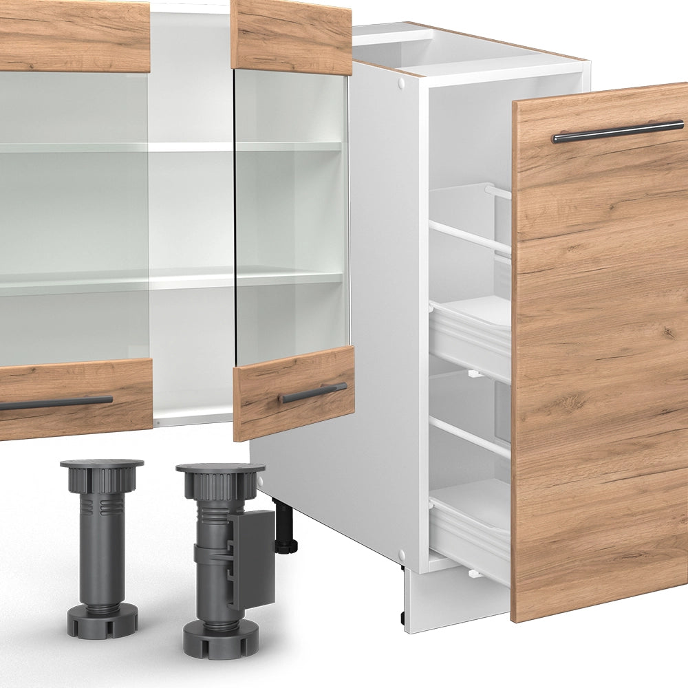 Vicco Cucina componibile Quercia dorata/bianco 280 cm senza piano di lavoro