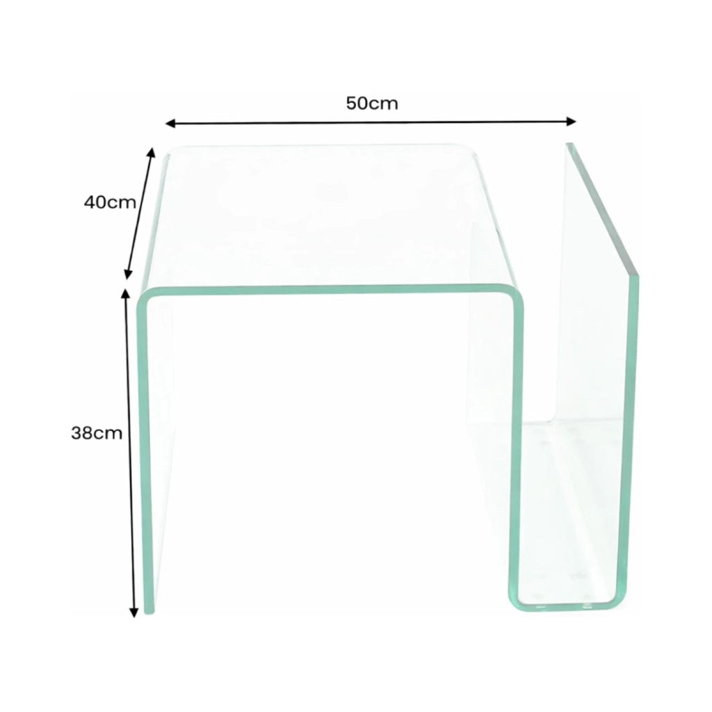 Tavolino basso HOLOW in vetro temperato – Tavolino basso design asimmetrico trasparente