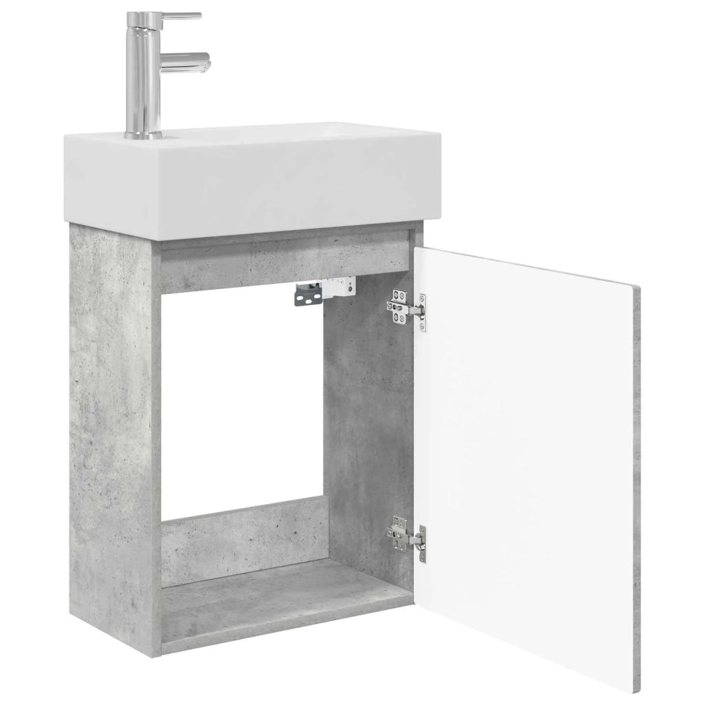 Mobile bagno con rubinetto Grigio Cemento 45,5 x 25,5 x 84 cm 889484