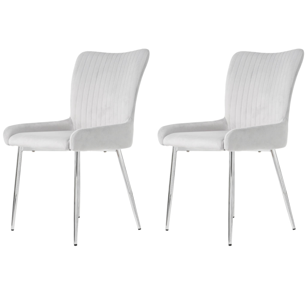 Set di 2 sedie da pranzo in velluto grigio con gambe metalliche
