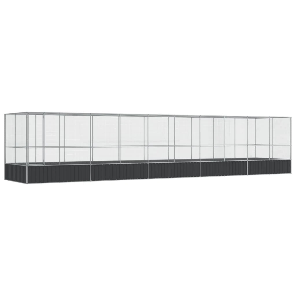 Voliera a gabbia con estensione in argento 1039 x 207 x 212 cm acciaio argento 02_0045643