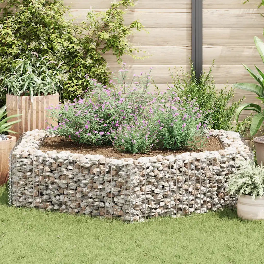 Gabbione Letto Rialzato da Giardino Esagonale 200x173x40 cm