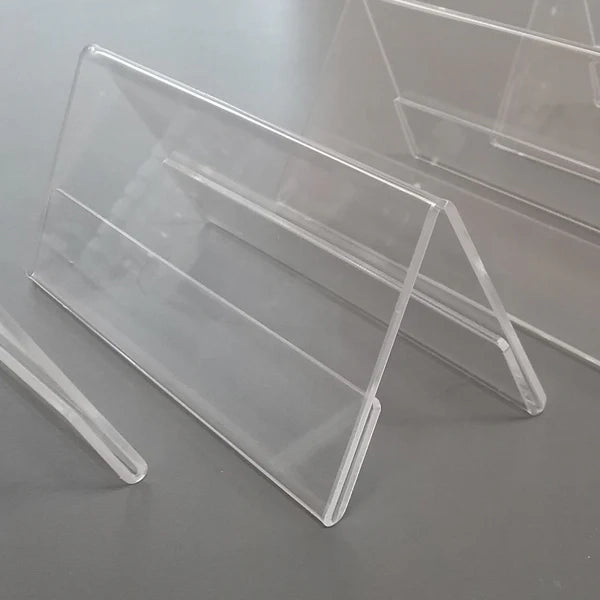 Segnaposto in plexiglass con base a V portanome eventi congressi - 20 x 8 x 8