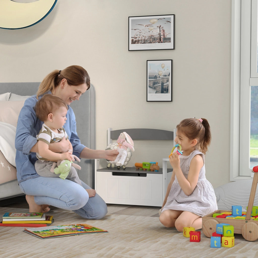 Scrivania per bambini con cassetti ¨C Zephmum ¨C Grigio e bianco 68.5x34x58 cm