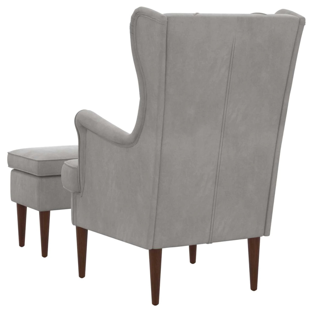 Poltrona con Ottomano 2 pz Grigio Chiaro Velluto 3418842