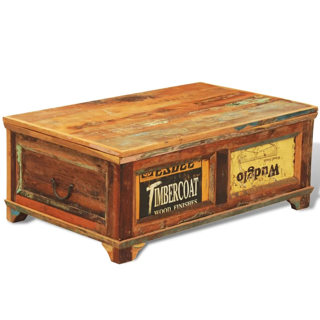 Tavolino da Caff¨¨ con Stoccaggio-Tavolino da soggiorno Vintage in Legno di Recupero