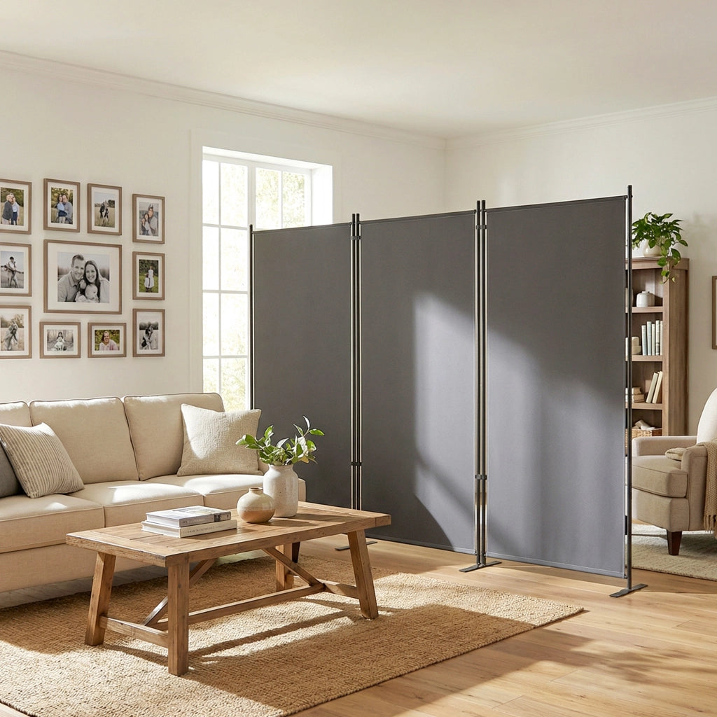 Biombo pieghevole 3 ante ¨C zephmum ¨C grigio scuro metallo 260x180 cm