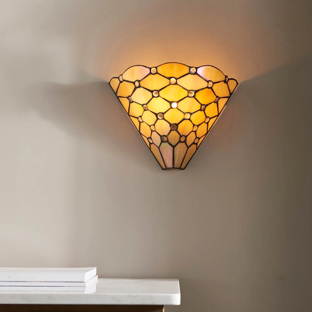 Applique Tiffany vetro beige geometrica 1xE14 40W Pearl