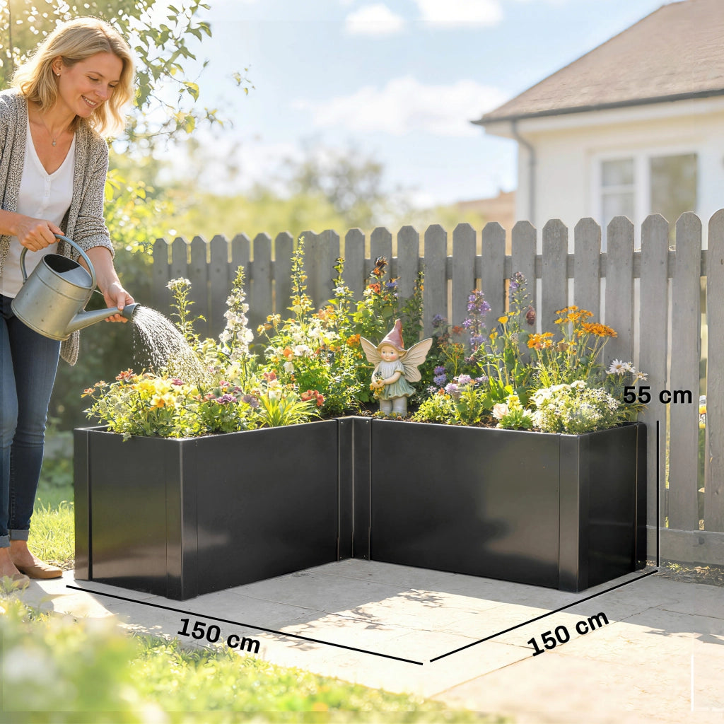 Letto da giardino in metallo ¨C Zephmum ¨C Grigio antracite 150x150x55 cm
