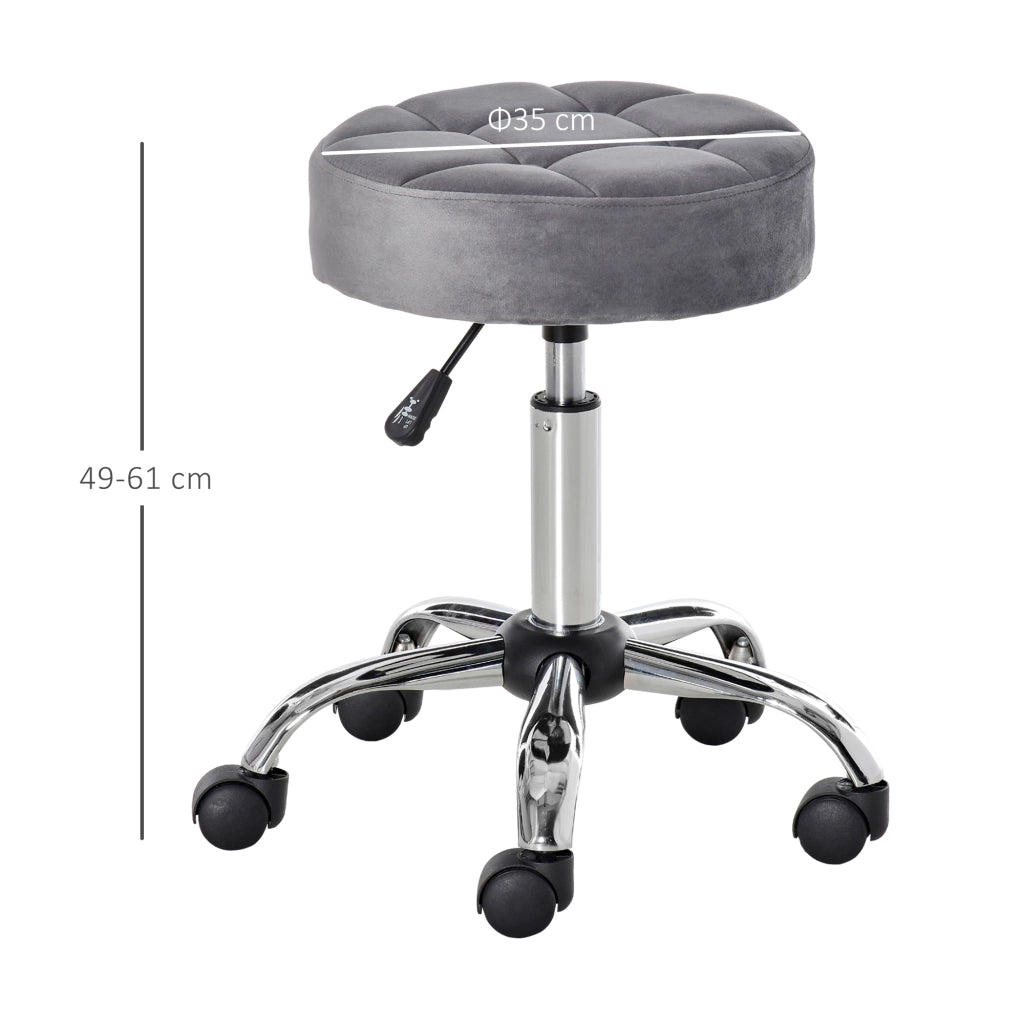 Sgabello Girevole Altezza Regolabile ¨C zephmum ¨C Grigio Chiaro Tessuto Schiuma Base Cromo 35x35x49-61cm