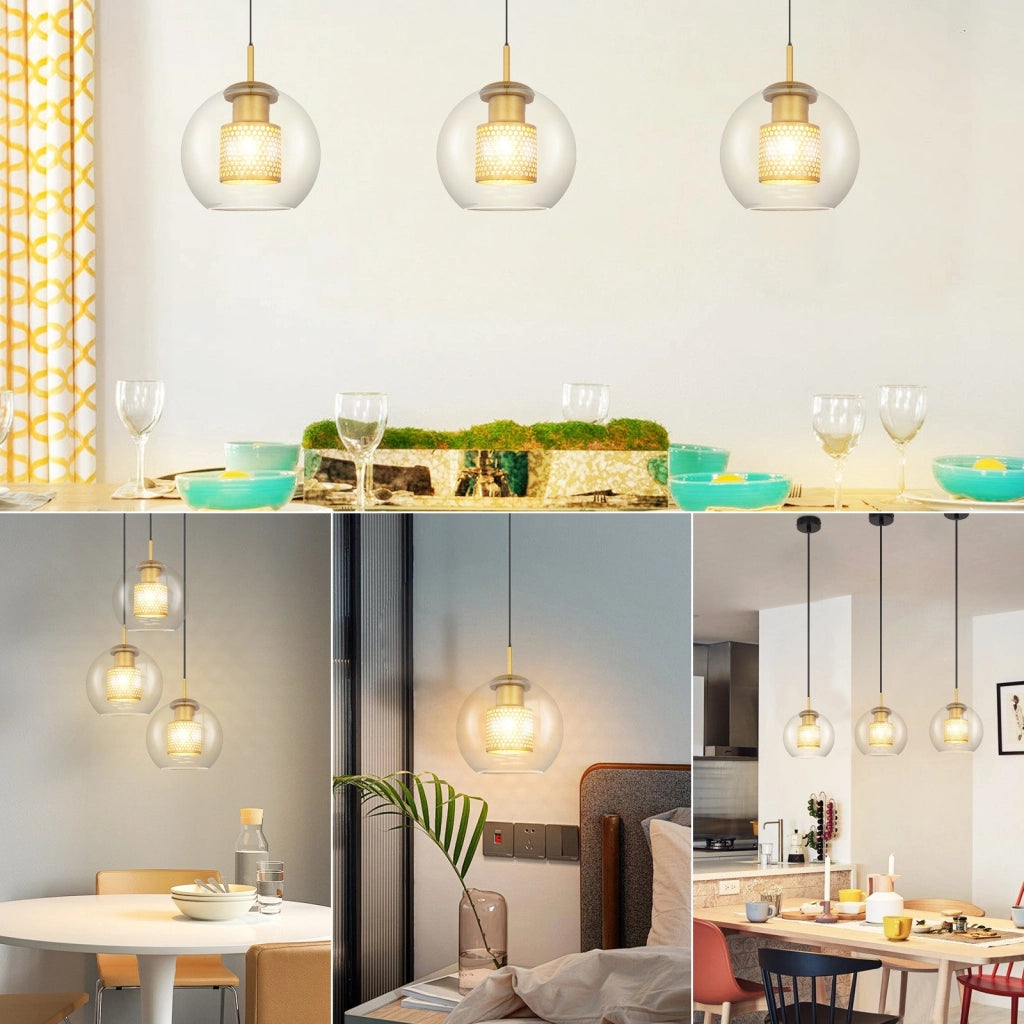 Lampada a sospensione ZMH per sala da pranzo 1 fiamma moderna 150 cm E27 lampada a sospensione in vetro corridoio
