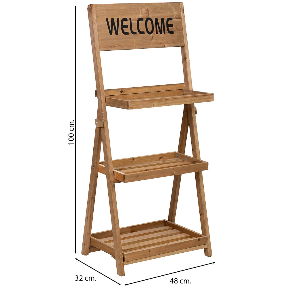 Scaffale espositivo in legno con 3 ripiani marroni 48x32x100h cm