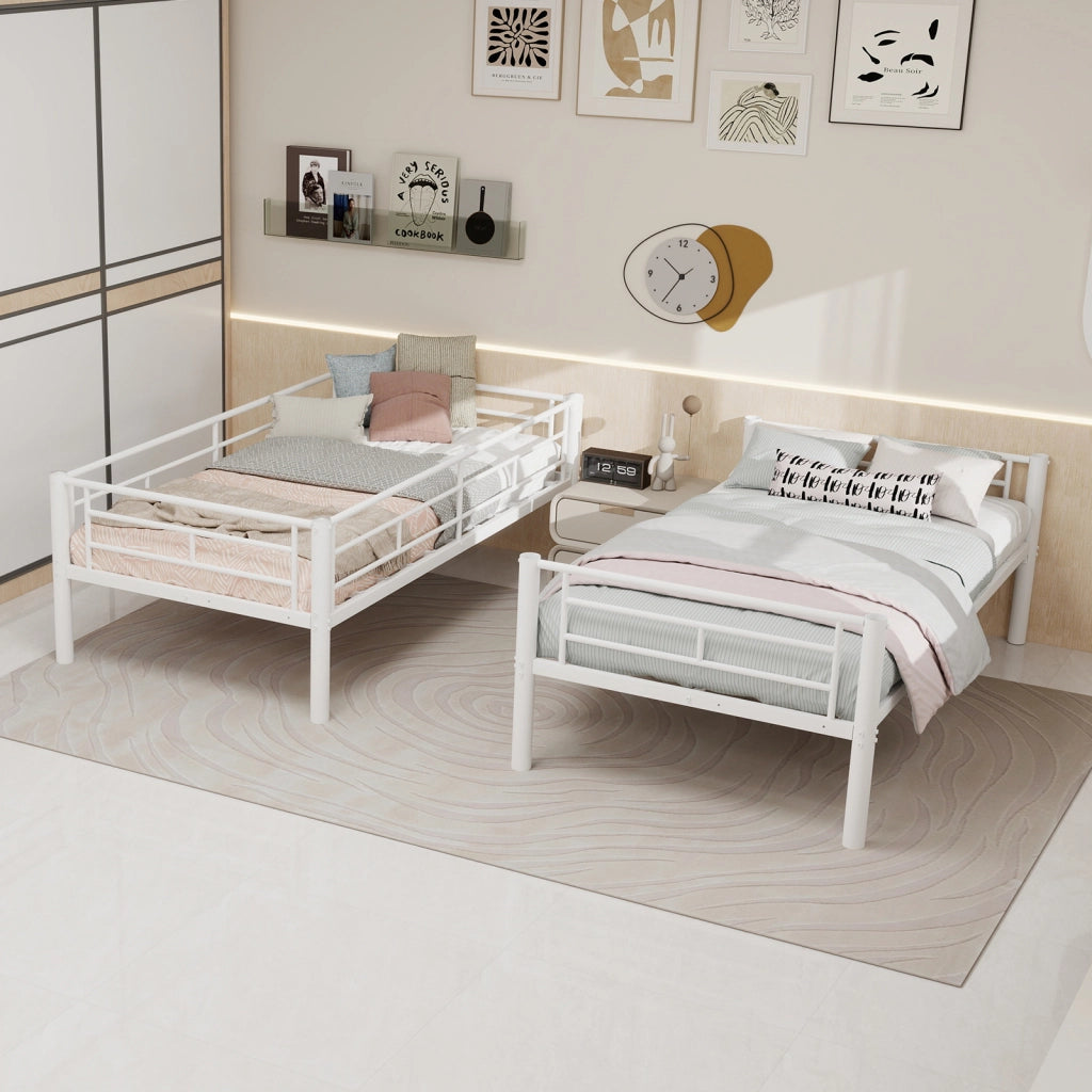 Letto a castello 90 × 190 cm con scala e barriere, convertibile in due letti singoli, senza materasso, bianco