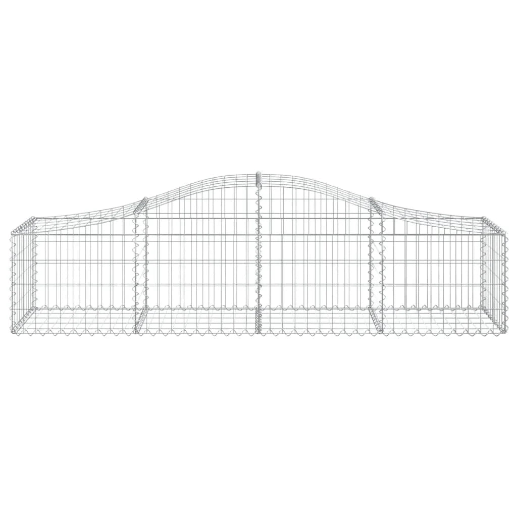 Cestini gabbioni recinzione a gabbia muro di contenimento ad arco 11 pezzi 200 x 50 x 40/60 cm ferro zincato argento 02_0040332
