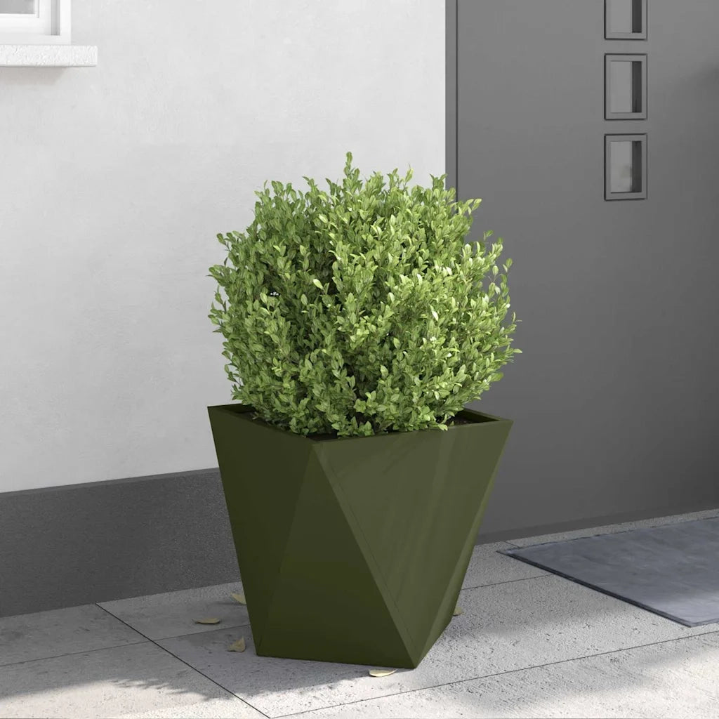 Fioriera | Cassetta per fiori | Vaso Verde oliva 40 x 40 x 40 cm Acciaio