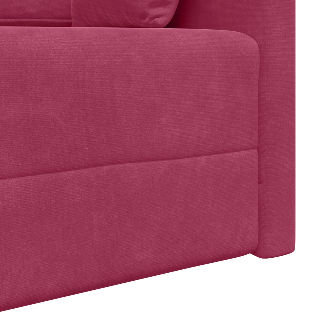 Divano Letto a Terra 2-in-1 Rosso Vino 213x144x60 cm Velluto