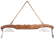 Biscottini Giogo lampadario in legno massello di tiglio finitura noce. Made in Italy