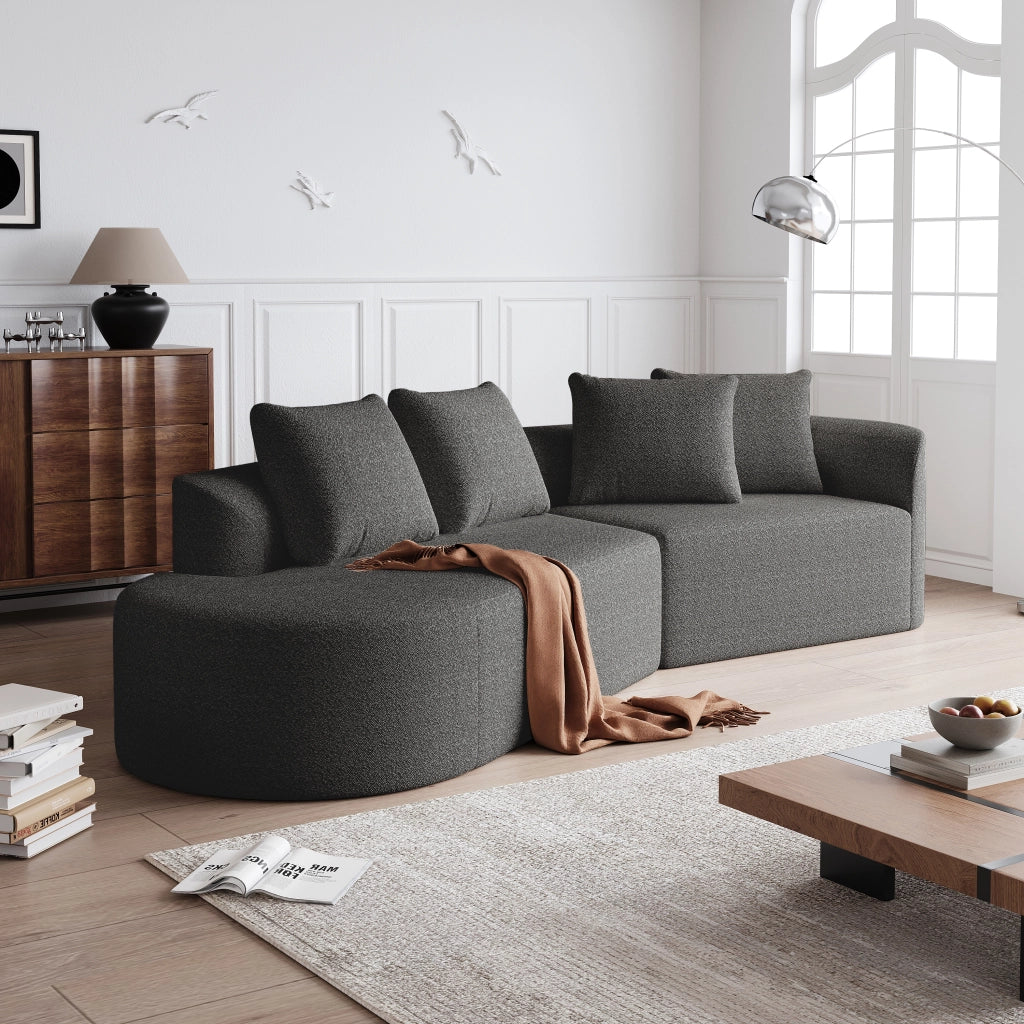 Divano in chenille moderno - Zephmum - Extra largo e profondo, 4 posti, con 4 cuscini decorativi