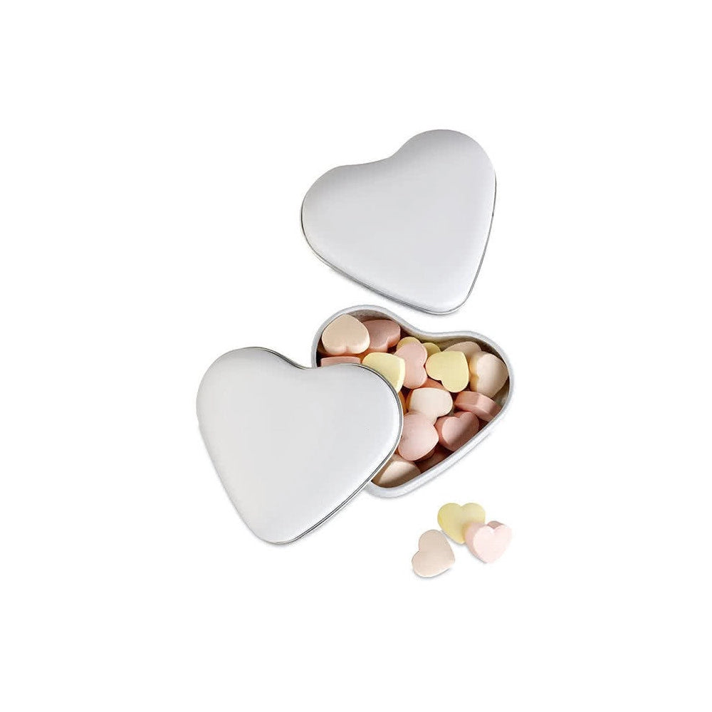 Trade Shop - 12 Scatoline In Latta A Forma Di Cuore Bomboniera Segnaposto Portaconfetti 7x7x4 -