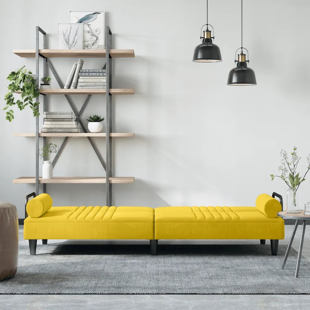Divano letto | Sof¨¤ letto | Letto singolo con Braccioli Giallo in Velluto