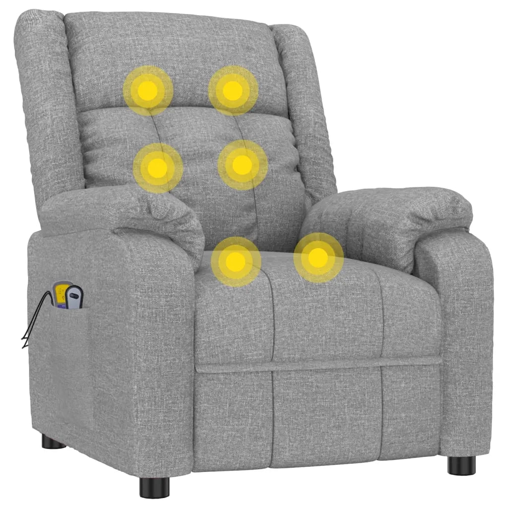 Poltrona Massaggiante | Sedia Relax Elettrica Grigio Chiaro in Tessuto