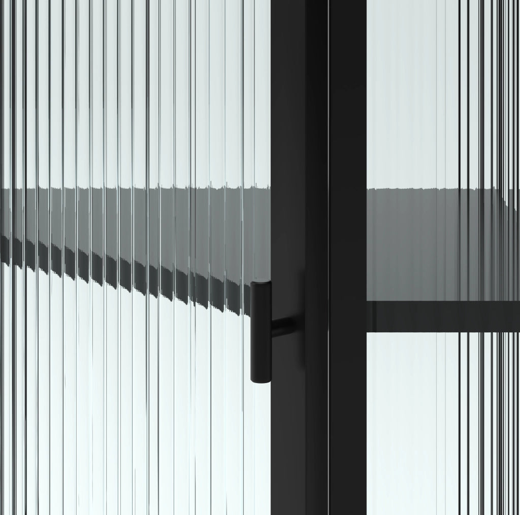 Mobile pensile a parete con 4 ripiani; 56 × 40 × 105 cm; metallo e vetro temperato; nero