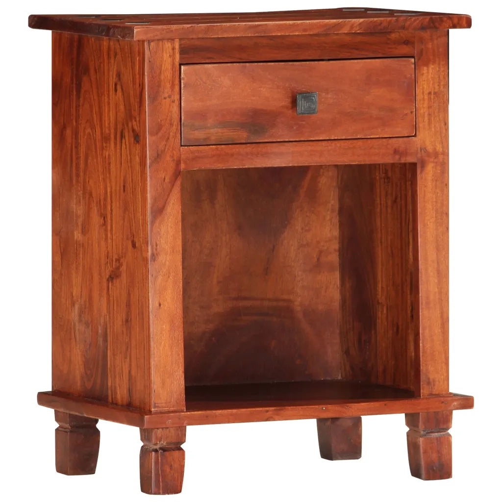 Comodino | Armadio da Notte | Mobiletto da notte 40x30x50 cm in Legno Massello di Acacia