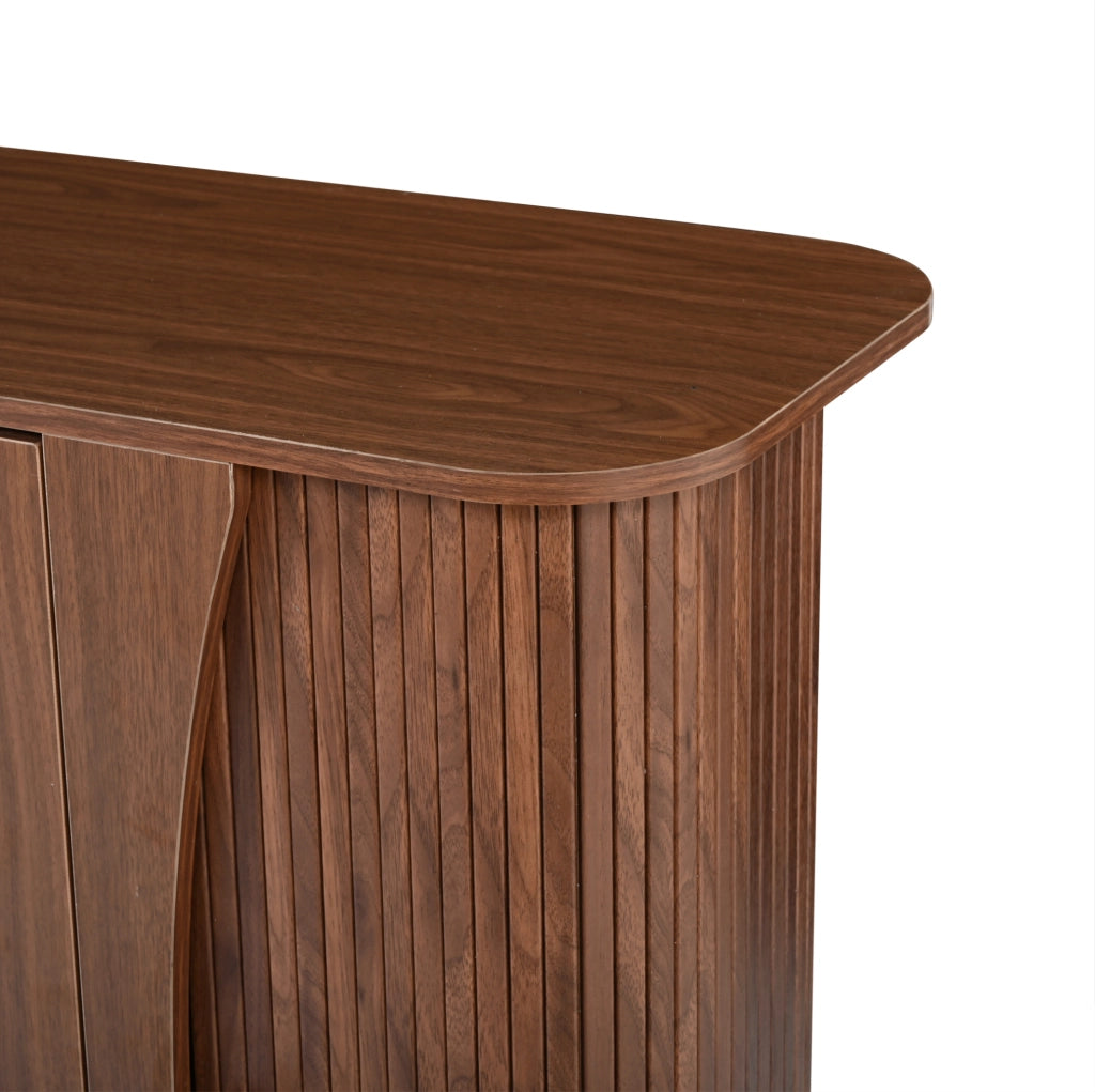 Sideboard in MDF effetto noce 140x40x88 cm; con ripiano regolabile e ante