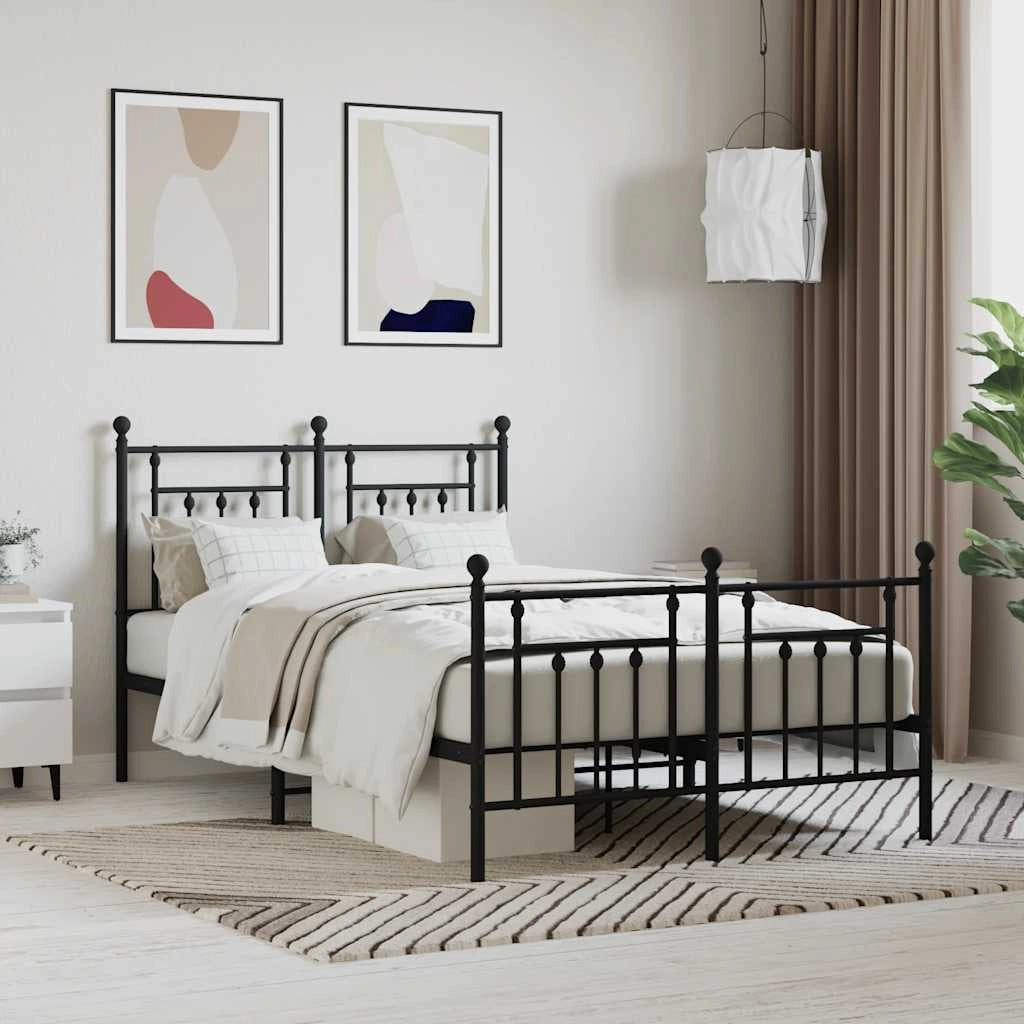 Giroletto con Testiera e Pediera Metallo Nero 120x190 cmcod mxl 81860