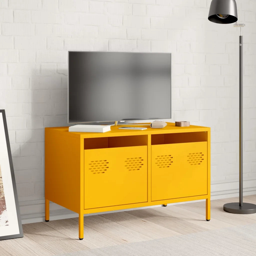 Mobile TV Giallo Senape 68x39x43,5cm Acciaio Laminato a Freddo 851235