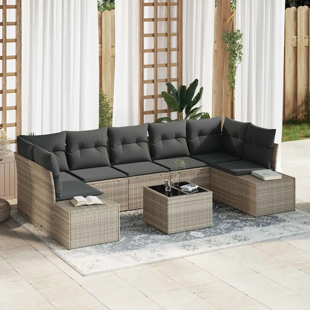 Set Divano da Giardino 8 pcs Grigio chiaro polyrattan 3346982