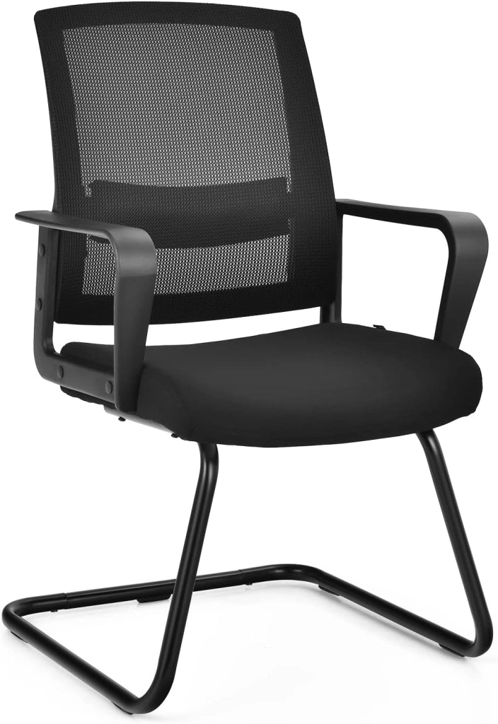Sedia Cantilever, Sedia da Ufficio Ergonomica con Supporto Lombare Regolabile, Poltrona in Rete, con Schienale e Braccioli (54,5 x 60 x 94 cm, nero, 2)