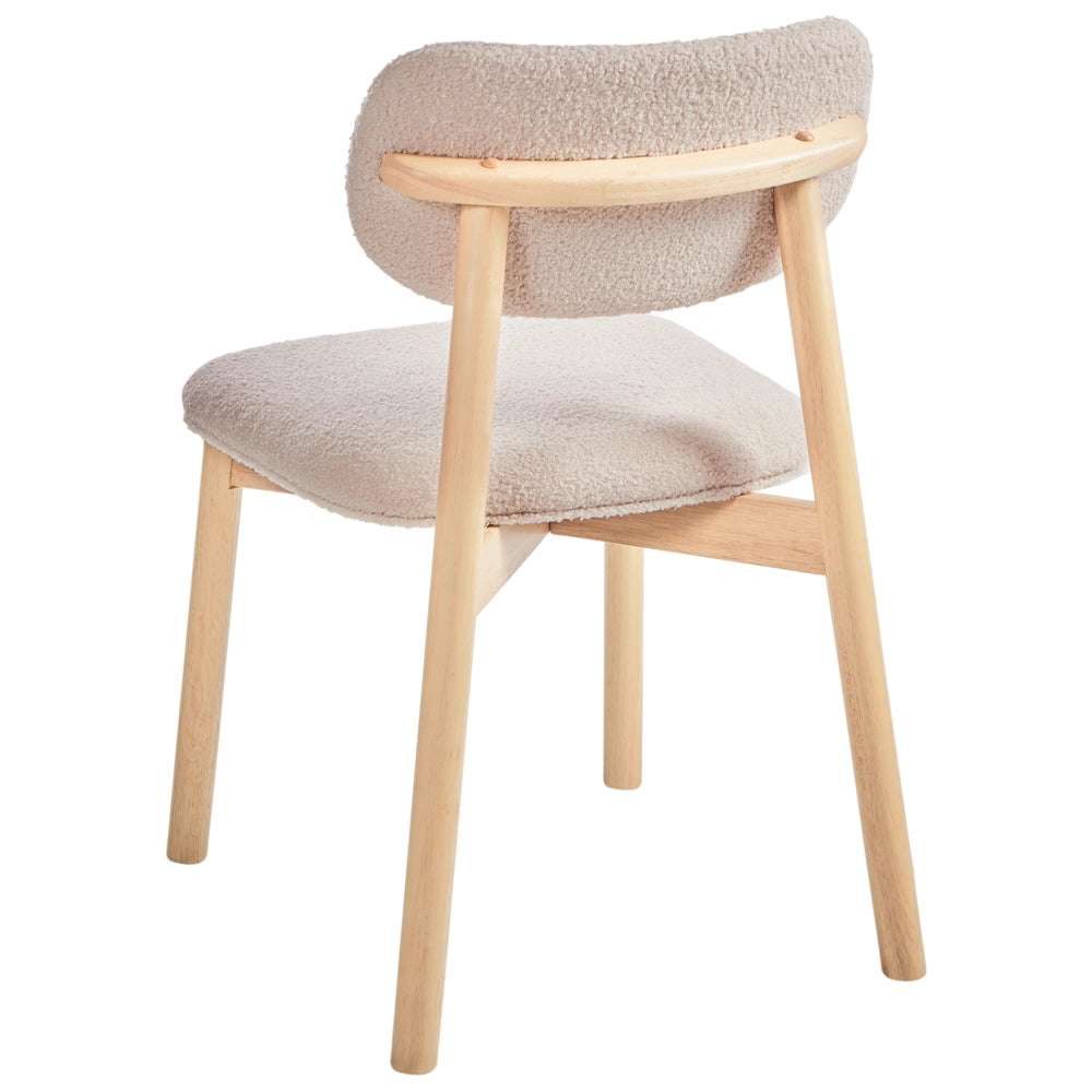 Set di 2 sedie da pranzo con struttura in legno di gomma boucle marrone chiaro e beige Seduta e schienale imbottiti Sala da pranzo Cucina