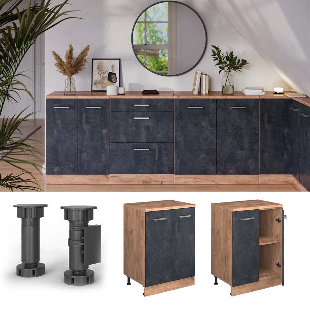 Mobile per mansarda Rion Calce nera/Rovere dorato 60 x 83.8 cm senza inclinazione con 2 ante Vicco
