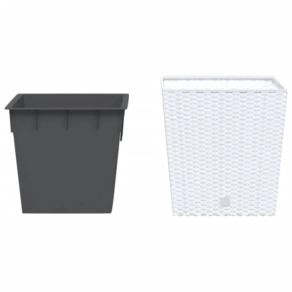 Fioriera rialzata per piante e fiori adatta per terrazzo giardino e interni rimovibile 21/32 L in rattan PP bianca 02_0038603