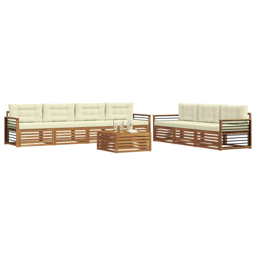 Set di divani da esterno con cuscino 8 pcs Naturale e Crema 3373150