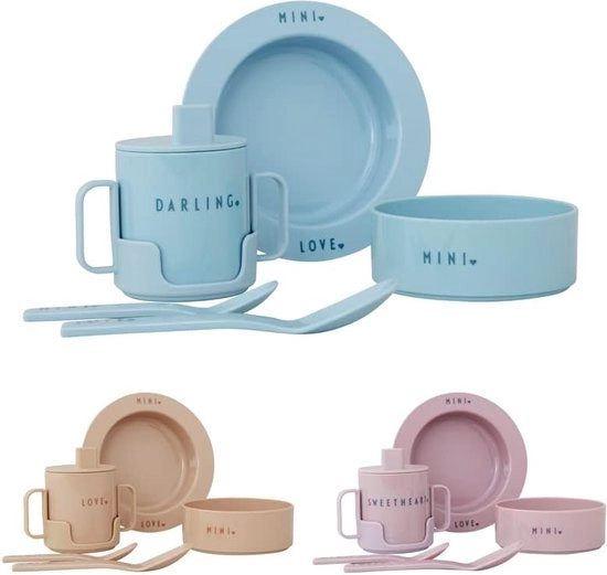 Set di servizio per bambini, design danese, servizio da tavola per bambini colorato, set di servizio da tavola per bambini di alta qualità, ideale per colazione, spuntini, BPA-free, BPS-free, resistente alla lavastoviglie