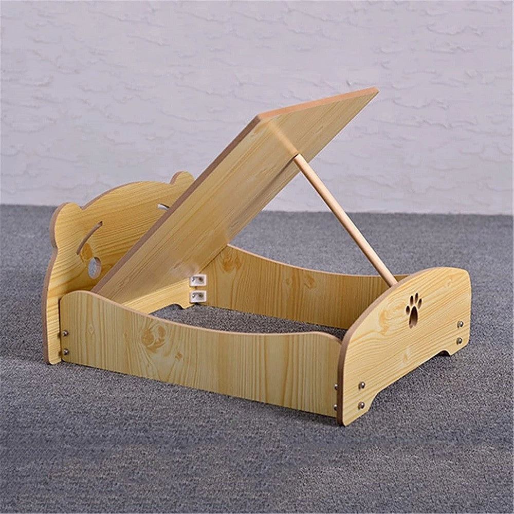 Trade Shop - Letto Cuscino Per Cani Gatti Animali Domestici Durevole In Legno 47 X 42 X 23cm -
