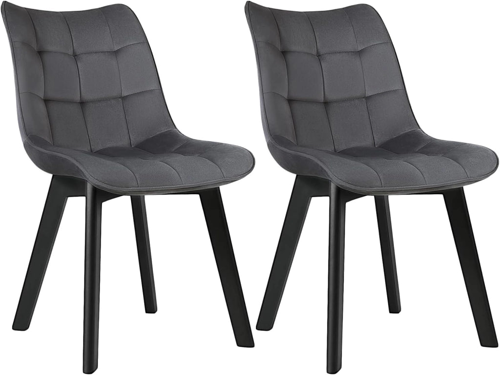 Coppia Sedia Moderna da Sala Pranzo Poltroncina da Cucina Poltrona in Velluto Senza Braccioli Gambe in Legno Grigio scuro 0654BY-2