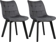 Coppia Sedia Moderna da Sala Pranzo Poltroncina da Cucina Poltrona in Velluto Senza Braccioli Gambe in Legno Grigio scuro 0654BY-2