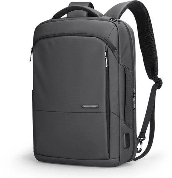 Borsa da viaggio, 3 compartimenti principali, porta USB, impermeabile, unisex, capiente, resistente agli urti, grigio, 30 x 42 x 15 cm